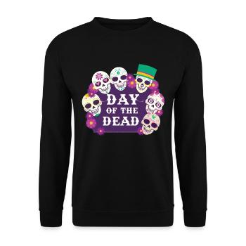 Tag Der Toten Sugar Skull mexikanischen Feiertags - Unisex Pullover - Schwarz - Vorne - Alina (178cm) & Michal (187cm)