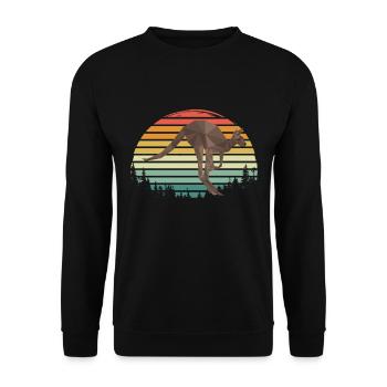 Retro Kangaroo Hinterland Australia Marsupials Kä - Unisex Sweatshirt - black - Front - Alina (178cm) & Michal (187cm)
