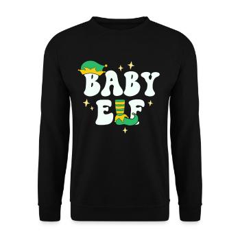 Baby Elf Matching Family Christmas Little Brother - Unisex Sweatshirt - black - Front - Alina (178cm) & Michal (187cm)