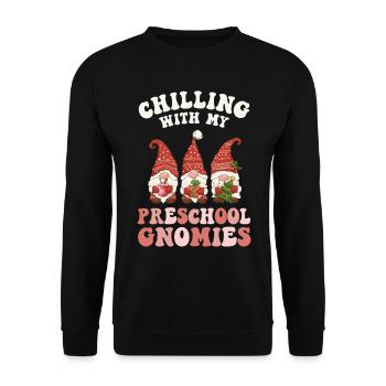 Chilling With My Preschool Gnomies Teacher - Unisex Sweatshirt - black - Front - Alina (178cm) & Michal (187cm)