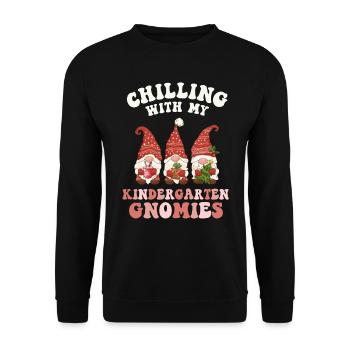 Chillen mit Kindergärtnerin - Unisex Pullover - Schwarz - Vorne - Alina (178cm) & Michal (187cm)
