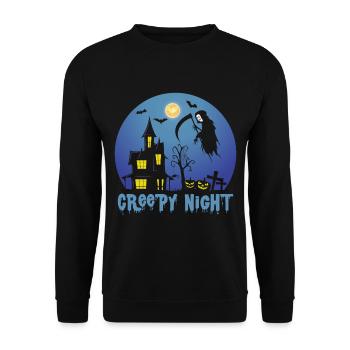 Sensenmann Gruseliger Nachtengel des Todes Hallowe - Unisex Pullover - Schwarz - Vorne - Alina (178cm) & Michal (187cm)