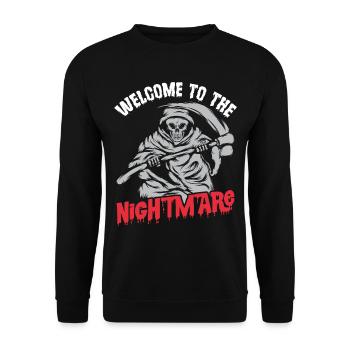 Grim Reaper Scythe Nightmare Angel of Death Hello - Unisex Sweatshirt - black - Front - Alina (178cm) & Michal (187cm)