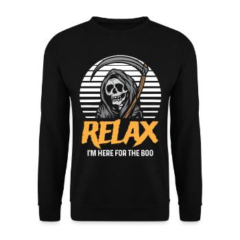 Lustiger Sensenmann-Engel des Todes Halloween-Sens - Unisex Pullover - Schwarz - Vorne - Alina (178cm) & Michal (187cm)