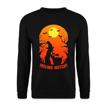 Hexen Halloween Party Gruseliger Fledermaus Horror - Unisex Pullover - Schwarz - Vorne - Alina (178cm) & Michal (187cm)