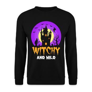 Witchy Halloween Party Hexe Scary House Ghost - Unisex Pullover - Schwarz - Vorne - Alina (178cm) & Michal (187cm)