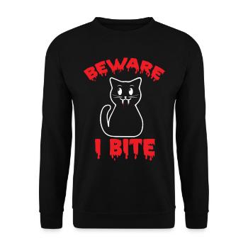 Vampire Cat Halloween Party Bloodbite Nightmare Kat - Unisex Sweatshirt - black - Front - Alina (178cm) & Michal (187cm)