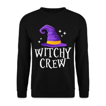 Witchy Crew Halloween Party Hexenhut Gruselig - Unisex Pullover - Schwarz - Vorne - Alina (178cm) & Michal (187cm)