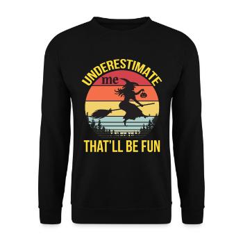 Witch's Broom Halloween Party Nightmare Witch Happy H - Unisex Sweatshirt - black - Front - Alina (178cm) & Michal (187cm)