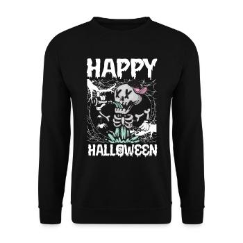 Halloween Costume Pumpkin Attack Nightmare - Unisex Sweatshirt - black - Front - Alina (178cm) & Michal (187cm)