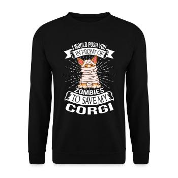 Corgi Halloween Party Mummy Costume Dog Lovers - Sweat-shirt Unisexe - noir - Devant - Alina (178cm) & Michal (187cm)