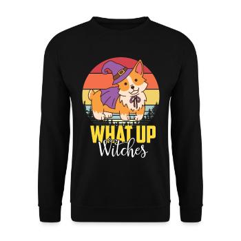 Cute Corgi Witch Halloween Party Dog Love - Unisex Sweatshirt - black - Front - Alina (178cm) & Michal (187cm)