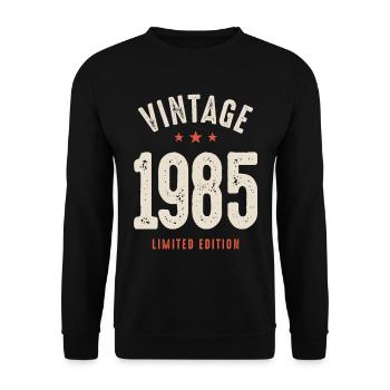 Vintage Born in 1985 - 37th Birthday Retro - Unisex Sweatshirt - black - Front - Alina (178cm) & Michal (187cm)