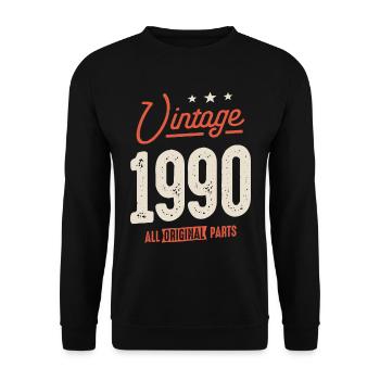 Vintage Born in 1990 - 32nd Birthday Retro - Unisex Sweatshirt - black - Front - Alina (178cm) & Michal (187cm)