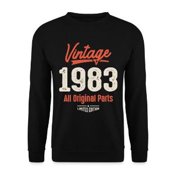 Vintage Born in 1983 - 39th Birthday Retro - Unisex Sweatshirt - black - Front - Alina (178cm) & Michal (187cm)