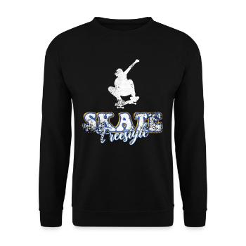 Skateboard Freestyle - Unisex Pullover - Schwarz - Vorne - Alina (178cm) & Michal (187cm)