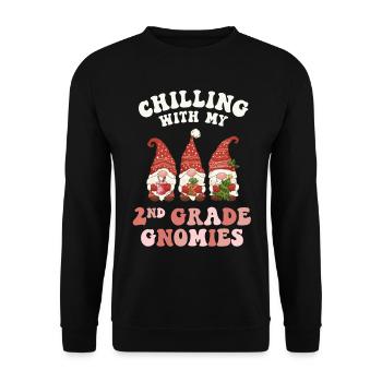 2. Klasse Lehrer Weihnachten chillen mit meinem - Unisex Pullover - Schwarz - Vorne - Alina (178cm) & Michal (187cm)