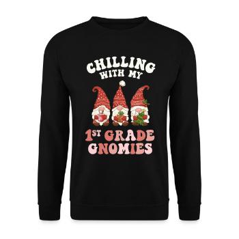 1st Grade Teacher Christmas Chilling With My - Unisex Sweatshirt - black - Front - Alina (178cm) & Michal (187cm)