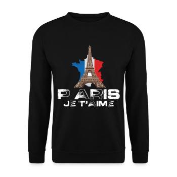 Eiffelturm Ich liebe Paris Frankreich Tag mit Fran - Unisex Pullover - Schwarz - Vorne - Alina (178cm) & Michal (187cm)