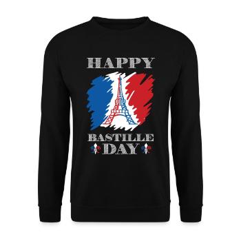 Happy day at the Eiffel Tower Paris Holiday - Unisex Sweatshirt - black - Front - Alina (178cm) & Michal (187cm)