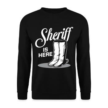 Sheriff est Sheriff Boots Sheriffstar Pistol ici - Sweat-shirt Unisexe - noir - Devant - Alina (178cm) & Michal (187cm)
