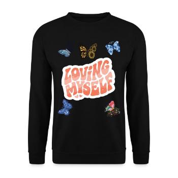 Aimer moi-même papillon Motivation Dire avec B - Sweat-shirt Unisexe - noir - Devant - Alina (178cm) & Michal (187cm)