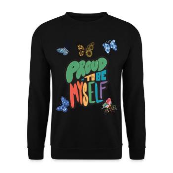 Butterfly Proud Motivational Saying with Butterfli - Unisex Pullover - Schwarz - Vorne - Alina (178cm) & Michal (187cm)