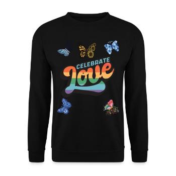 Papillon aime Dicton de motivation avec Butterflie - Sweat-shirt Unisexe - noir - Devant - Alina (178cm) & Michal (187cm)