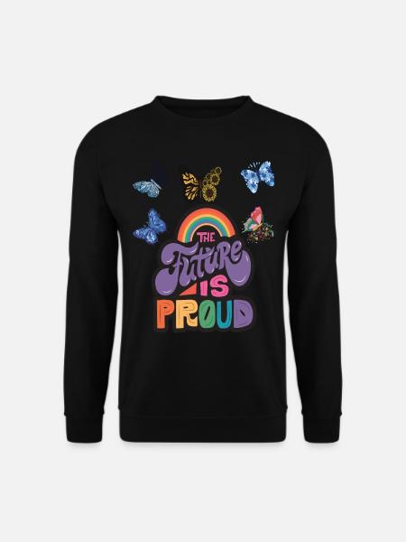 Butterfly Rainbow Motivational Saying with Butterf - Unisex Pullover - Schwarz