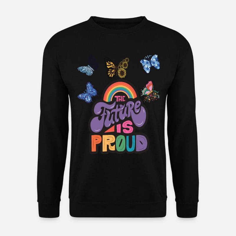 Butterfly Rainbow Motivational Saying with Butterf - Unisex Pullover - Schwarz