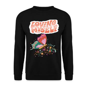 Aimer le papillon Motivation Dicton avec Butterfl - Sweat-shirt Unisexe - noir - Devant - Alina (178cm) & Michal (187cm)