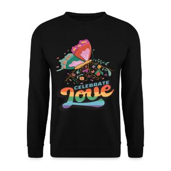 Citation de motivation Love Butterfly avec des papillons - Sweat-shirt Unisexe - noir - Devant - Alina (178cm) & Michal (187cm)