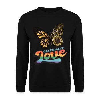 Love Sunflower Butterfly Citation de motivation avec B - Sweat-shirt Unisexe - noir - Devant - Alina (178cm) & Michal (187cm)