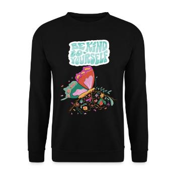 Soyez gentil papillon Motivation Dicton avec Butterf - Sweat-shirt Unisexe - noir - Devant - Alina (178cm) & Michal (187cm)