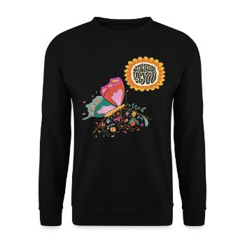 Citation de motivation du papillon tournesol avec du beurre - Sweat-shirt Unisexe - noir - Devant - Alina (178cm) & Michal (187cm)