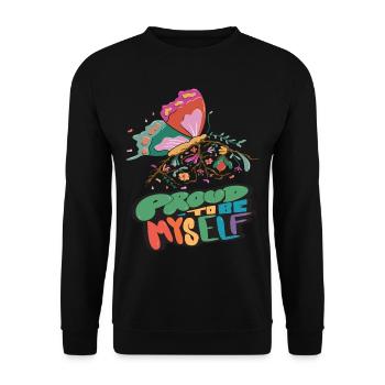 Butterfly Myself Motivational Quote with Butterfli - Unisex Pullover - Schwarz - Vorne - Alina (178cm) & Michal (187cm)