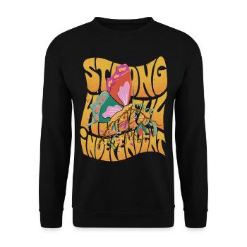Motivational Saying with Butterfly and Butterflies - Unisex Pullover - Schwarz - Vorne - Alina (178cm) & Michal (187cm)