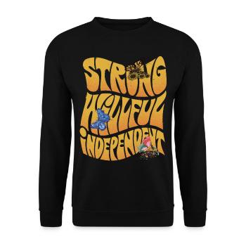 Dicton de motivation avec papillon et beurre mignon - Sweat-shirt Unisexe - noir - Devant - Alina (178cm) & Michal (187cm)