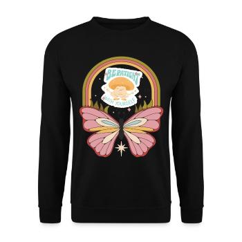 Rétro Butterfly Motivation Dicton avec des fesses mignonnes - Sweat-shirt Unisexe - noir - Devant - Alina (178cm) & Michal (187cm)