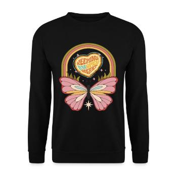 Rétro Butterfly Motivation Dicton avec des fesses mignonnes - Sweat-shirt Unisexe - noir - Devant - Alina (178cm) & Michal (187cm)