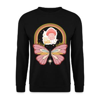 Cute Butterfly Motivational Saying with Cute Butte - Unisex Sweatshirt - black - Front - Alina (178cm) & Michal (187cm)