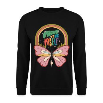 Papillon fier dicton motivant avec des fesses mignonnes - Sweat-shirt Unisexe - noir - Devant - Alina (178cm) & Michal (187cm)
