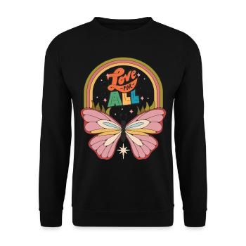 Butterfly Love All Motivational Saying with Cute B - Unisex Sweatshirt - black - Front - Alina (178cm) & Michal (187cm)