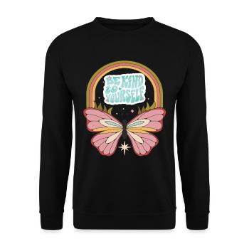 Butterfly Be Kind Motivational Saying avec Cute Bu - Sweat-shirt Unisexe - noir - Devant - Alina (178cm) & Michal (187cm)