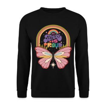 Butterfly Future Motivational Saying with Cute But - Unisex Pullover - Schwarz - Vorne - Alina (178cm) & Michal (187cm)