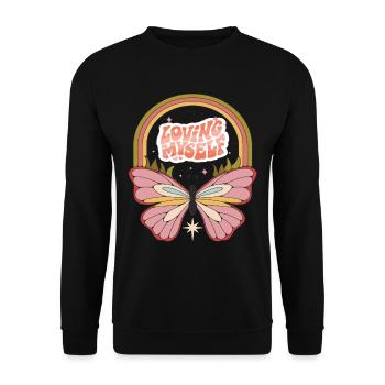 Butterfly Myself Motivation Dicton avec Cute But - Sweat-shirt Unisexe - noir - Devant - Alina (178cm) & Michal (187cm)