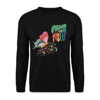 Papillons moi-même Dicton de motivation avec Cute B - Sweat-shirt Unisexe - noir - Devant - Alina (178cm) & Michal (187cm)