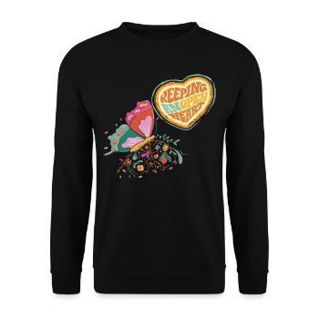 Papillon à cœur ouvert Dicton de motivation avec fesses - Sweat-shirt Unisexe - noir - Devant - Alina (178cm) & Michal (187cm)