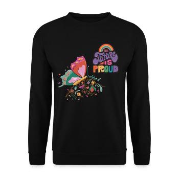 Butterflies Proud Motivational Saying with Cute Bu - Unisex Pullover - Schwarz - Vorne - Alina (178cm) & Michal (187cm)