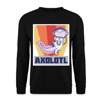 Astronaut Axolotl Funny Space Galaxy Sun System Ra - Unisex Sweatshirt - black - Front - Alina (178cm) & Michal (187cm)